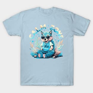 calm zone chill wolf with sunglasses T-Shirt